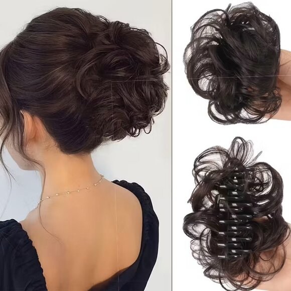 Women's Synthetic Messy Bun Hair Extension with Claw Clip - Easy Clip-In Updo - Picture 1 of 3